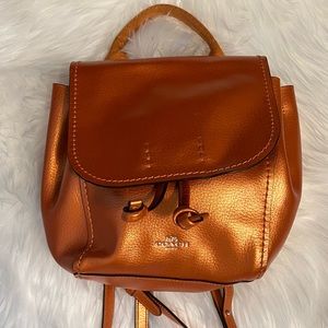 Coach Metallic Orange Derby Purse Backpack